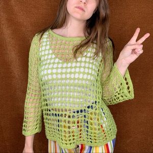 Vintage Green looseknit sweater, size S